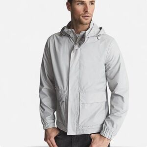 Reiss Pierlo Zip Through Technical Hooded Jacket Light Gray Size XL